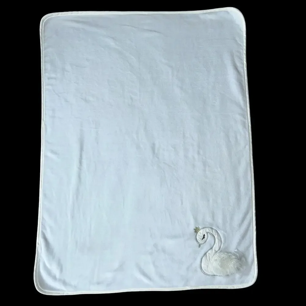 NEW Lambs & Ivy Retired White Signature Swan Princess Baby Blanket